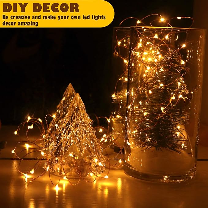 OakHaomie 6-Pack 7Ft Starry String Light No Remote Fairy String Lights 20 Micro Starry LEDs On Copper Wire CR2032 Batteries Included,DIY Wedding Centerpiece,Party,Christmas Table Decor (Amber)
