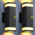 RAYVO Motion Sensor Outdoor Lights 2 Pack, Modern Dusk to Dawn Exterior Lighting Fixtures Up and Down Sconce with Black Finish, Waterproof Wall Mount Lighting for Porch Garage, Bulbs Included