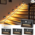 NIORSUN Motion Sensor Night Light, Rechargeable Stair Lights Indoor, 3 Colors and Motion Modes Battery Night Light with Light Sensor for Stairway, Hallway, Bathroom, Kitchen, Bedroom Black 4 Pack