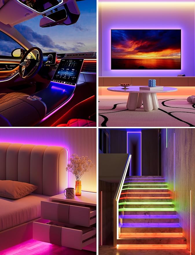 MIWISE 5V USB RGB COB LED Strip Light,9.84ft/3m Tape Lights,RF & App Control,Music Sync,Ultra Bright Color Changing Lighting,UL-Listed,Cuttable & Flexible for Bedroom,Kitchen,Desk,Party,Home Decor