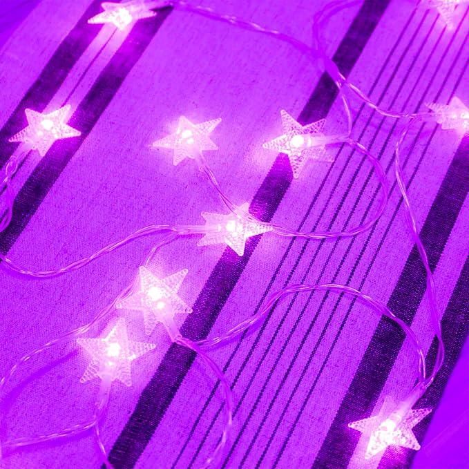 ITICdecor Star Lights 15 FT 30 LED Battery Operated Indoor&Outdoor Twinkle Fairy String Lights for Xmas Tree (Purple)