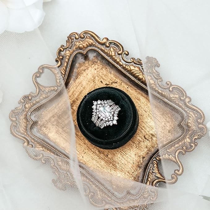 Small Antique Tray Jewelry Ring Dish, French Decor Gold Vintage Trinket Jewelry Holder, Antique Home Decor Display Trays Gifts for Women, Wedding, Birthday, Mother's Day Gifts for Women