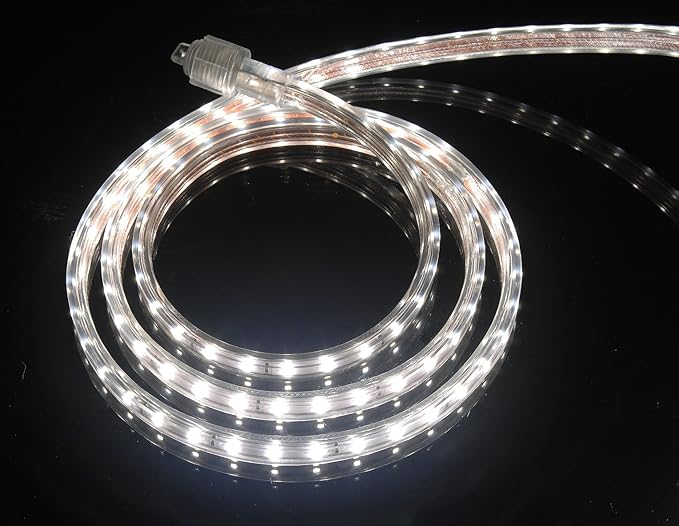 CBConcept UL Listed, 3.3 Feet, 360 Lumen, 4000K Soft White, Dimmable, 110-120V AC Flexible Flat LED Strip Rope Light, 60 Units 3528 SMD LEDs, Indoor Outdoor Use, Accessories Included, Ready to use