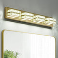 OKELI Crystal Vanity Lights LED Bathroom Vanity Light Fixture Over Mirror Modern Indoor Gold Lamp, 6000K Cold White Dimmable, 4-Lights, 24W, ETL Listed