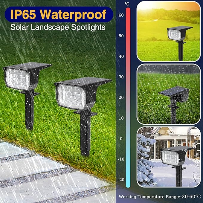 nipify 4 Pack Solar Spot Lights Outdoor Color Changing, 7 Modes Halloween RGB Solar Powered Waterproof Spotlight, Landscape Lighting for Outside Yard Garden Pathway