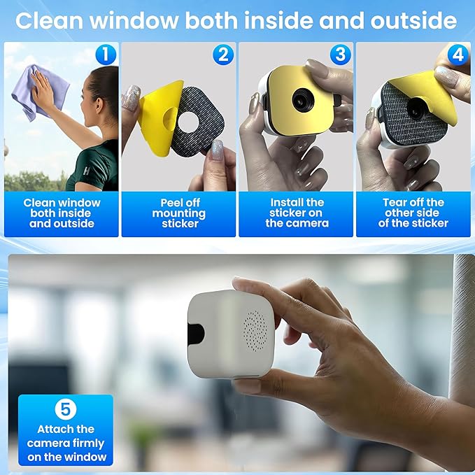 【2 Pack】 Window Cameras with 32GB SD Cards, 2K 3MP Indoor Cameras for Home Security, AI Starlight Color Night Vision, Easy Install & Use, 24/7 Recording, Support 5GHz & 2.4GHz WiFi