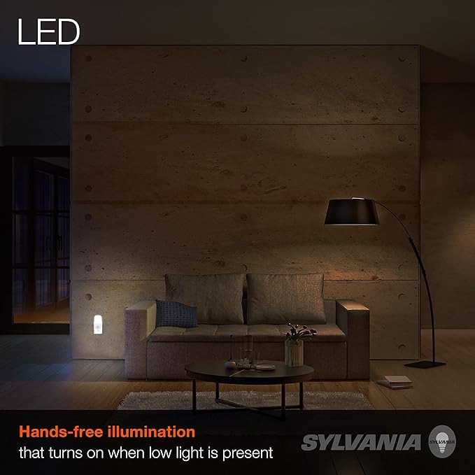 LEDVANCE Sylvania LED Mini Automatic Plug-in Night Light with Sensor, Motion Activated, Dusk to Dawn, Warm White, Plug-in Type - 1 Pack (64988)