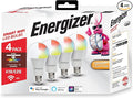 XTREME Energizer Connect Smart A19 LED White & Multi-Color RGB Light Bulb with Voice Control and Remote Access Through Your Smartphone | Compatible with Alexa and Google Assistant, 4 Pack