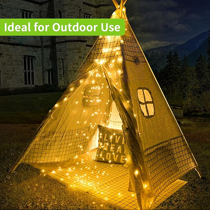 Solar String Lights Outdoor, 66 Feet 200 LEDs 8 Modes Solar Fairy Lights for Outside, Waterproof Outdoor Light for Patio Yard Christmas Tree Halloween Wedding Party Decorations, Warm White