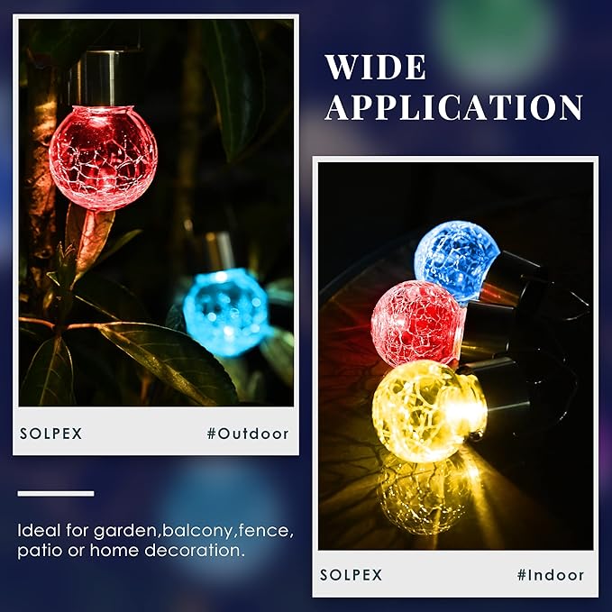 SOLPEX 12 Pack Solar Outdoor Lights Decorative, Hanging Christmas Decoration Solar Light Outdoor Solar Powered Waterproof Lights, Hanging Globe Light for Garden, Yard, Patio, Lawn(Color Changing)