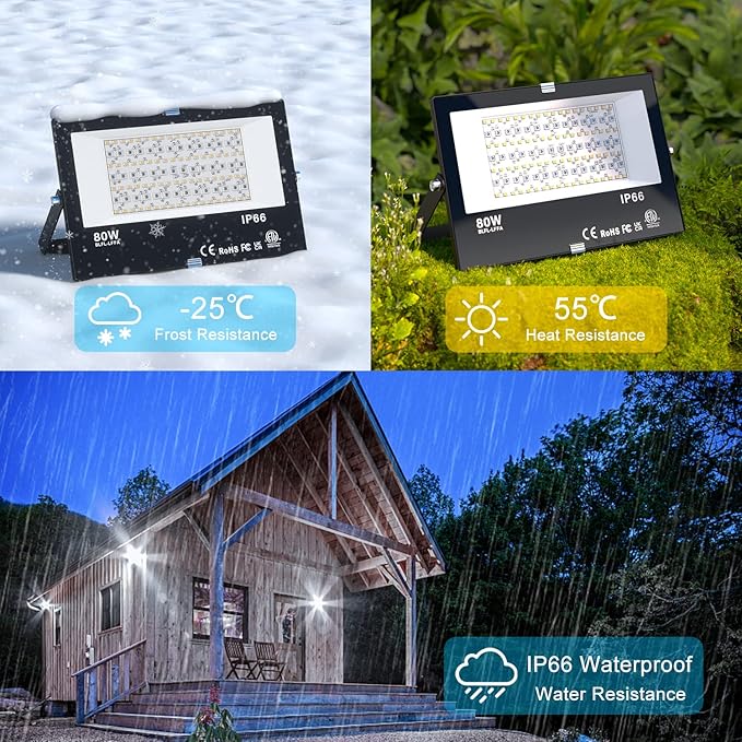 LED Flood Light Outdoor 800W Equivalent 8000LM, Smart RGBW Landscape Lighting with APP Control, Daylight 5700K 23 Modes Floodlight, IP66 Waterproof Color Changing Uplight Wall Light for Garden Stage