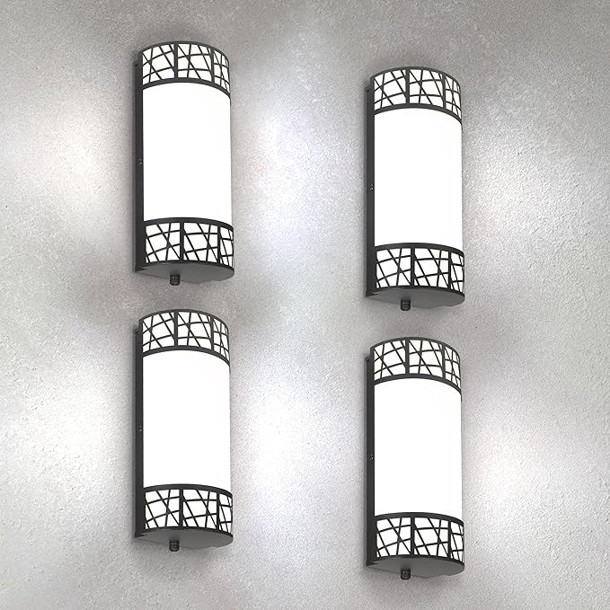 ASD 12 Inch LED Indoor Wall Sconce - Matte Black Modern Dimmable 15W 2700K-5000K Adjustable Wall Mounted Light Fixtures, Wall Lights for Bedroom, Bathroom, Living Room, Hallway Decor - ETL 4 Pack