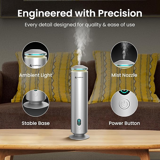 MajesticMist Waterless Essential Oil Diffuser, Rechargeable Aluminum Cold-Air Aroma Diffuser for Large Rooms up to 1000 sq ft, Wireless Charging Base, Quiet, 4 oz, Remote Control