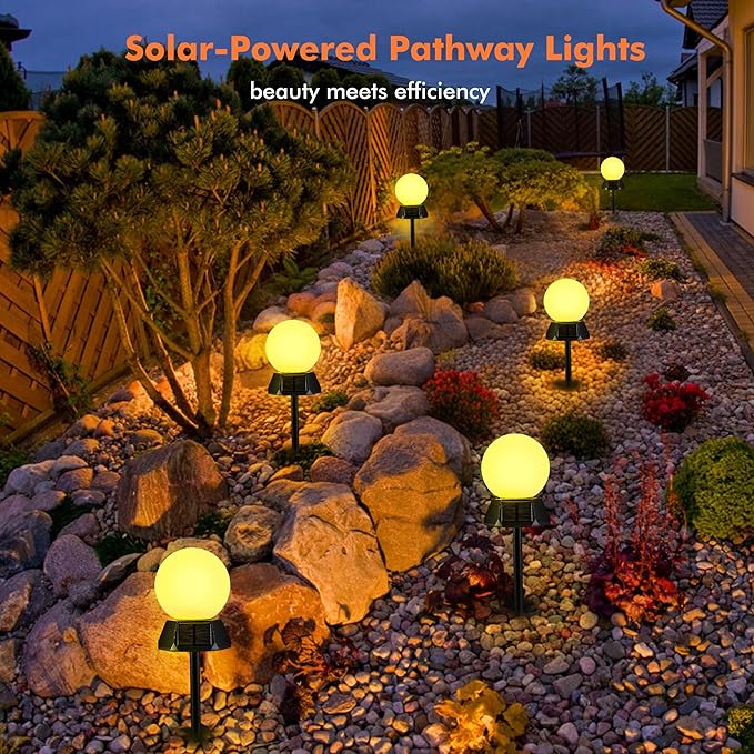 BlcTec Solar Pathway Lights Outdoor, Warm White Path Lights with 3-Sided Solar Panels, 15H Runtime, IP65 Waterproof, Auto On/Off for Patio, Garden, Lawn, Driveway, Yard, Landscape Decor, 2 Pack