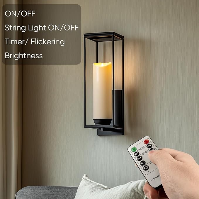 Homemory 4"x12" Outdoor Waterproof Flameless Candles with Timers and Remote Control, Battery Operated Candles, LED Plastic Candles, Ivory White, Set of 4