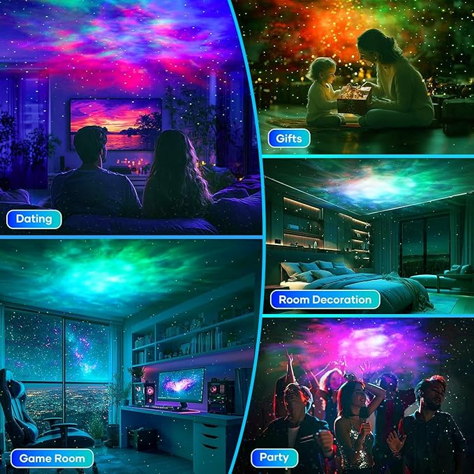 Galaxy Projector, Star Projector for Bedroom Full Ceiling Projected, Smart Control,Timer, Silent LED Night Light for Kids Adults Game Room Party Home Decor (Green Stars)