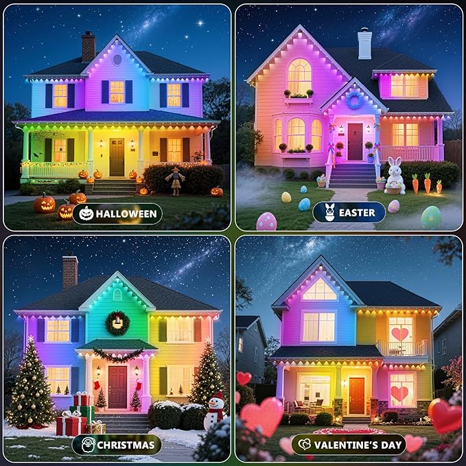 LETIANPAI 400FT Permanent Outdoor Lights,RGB Eaves Lights with App Control Remote,DIY Scene Modes IP67 Waterproof Outdoors Under Eave Lighting,Outdoor Light for Garden Decor