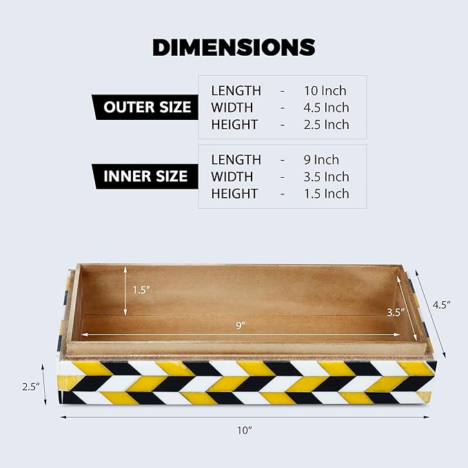 Handicrafts Home Coffee Table Decorative Storage Box with Lid Coffee Table Storage Box Decor Box Table Organizer for Living Room– Handmade Resin Inlay– Black & White Marquet Artemis - 10x4.5x2.5