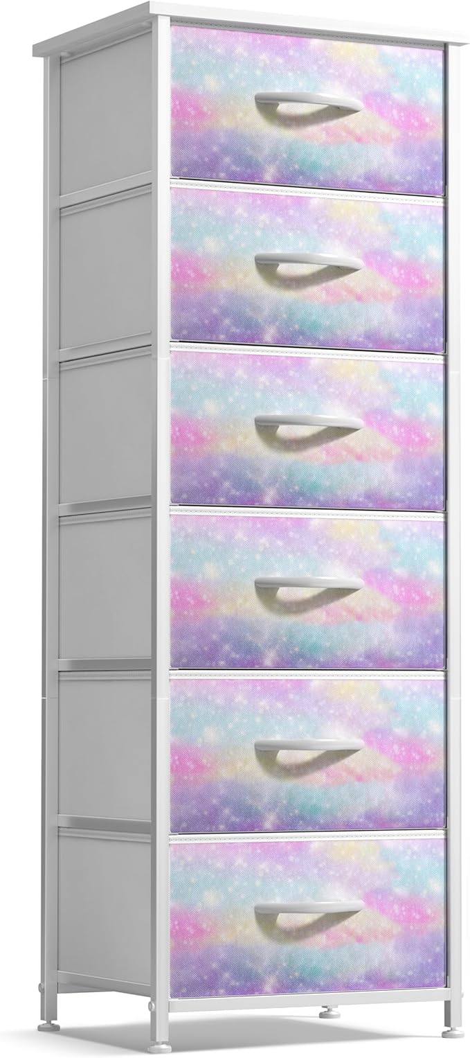 Sorbus Dresser Storage Tower, Organizer Drawers for Closet Boys & Girls Bedroom, Bedside Furniture, Chest for Home, College Dorm, Steel Frame, Wood Top, Fabric Bins(Aqua)