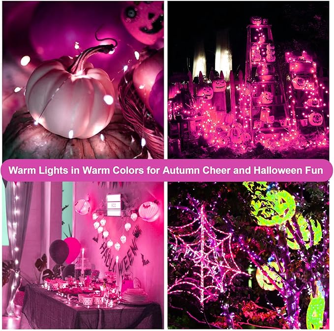 ZGWJ Fairy Lights Battery Operated, 8 Pack Pink LED String Lights 20 LED 7FT Waterproof 3 Lighting Modes for Valentines Day, Bedroom Decor, Halloween, Christmas, Party Indoor and Outdoor Decoration