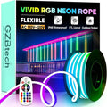 GZBtech RGB LED Neon Rope Lights 16.4FT/5M, AC 110-120V Waterproof Color Changing LED Rope with Remote Control, Dimmable Multi Color Strip Lighting for Indoor Outdoor Commercial Use, ETL Listed