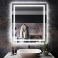 ISKM 32'' x 36'' LED Mirror for Bathroom Lighted Vanity Mirror for Wall Front Lights + Backlit LED Bathroom Mirror Anti-Fog Tempered Glass ETL Listed