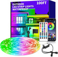 100ft Outdoor LED Strip Lights Waterproof with Remote/APP Control,Music Sync RGB Outdoor Led Rope Lights,Dimmable LED Rope Light for Bedroom Balcony roof Garden Staircase Parties