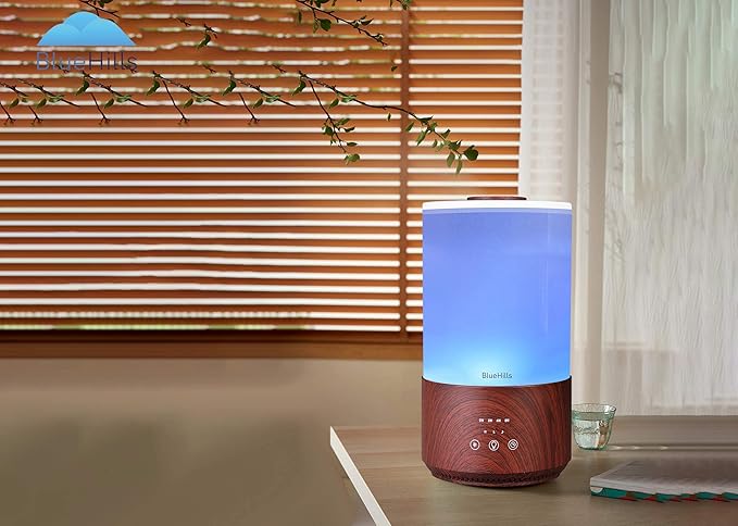 BlueHills Premium Set of Two Large 2500 ML and 4000 ML Tall XL Essential Oil Diffusers Humidifier Combo for Large Room Home with Décor Cover LED Lights Great Gift – Value Pack of Dark Wood Grain.
