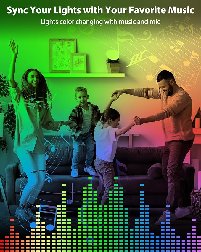 ASOKO 300 Lumens RGB Under Cabinet Lights - 6 Pack, 12-inch Linkable LED Strip Lights with Music Sync, APP & Remote Control for Ambient Room Decor
