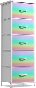 Sorbus Kids Dresser with 5 Drawers - Storage Chest Organizer Nightstand - Steel Frame, Wood Top, Tie-Dye Fabric Bins for Clothes - Wide Furniture for Bedroom, Hallway, Nursery, Closet, & Apartment