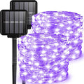 2 Pack Solar String Lights Outdoor, 33 Feet 100 LEDs 8 Modes Solar Fairy Lights for Outside, Waterproof Outdoor Light for Patio Yard Christmas Tree Halloween Wedding Party Decorations, Purple