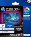 GE LED TV Tape Light, Color Changing Strip Light with Remote, No App or Wi-Fi Required, 84in (1 Pack)