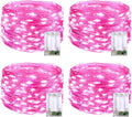 JMEXSUSS 4 Pack 50 LED Pink Fairy Lights Battery Operated, 16.1ft Pink Room Decor Fairy Lights Indoor Outdoor Waterproof, Christmas String Lights for Bedroom Wedding Birthday Holiday Decorations