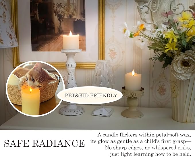 Flameless LED Pillar Candles Flickering with Remote Timer, Battery Operated LED Candles Up to 400 Hours, 3D Moving Flame Real Wax Candles. (Ivory-1pack-3x3)