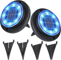Flacchi Solar Lights Outdoor Waterproof - 2-in-1 Solar Powered Ground Lights Outdoor Solar Disk Light Landscape Light for Deck Step Patio Yard Pathway Walkway Driveway Garden (Blue, 2 Pack)