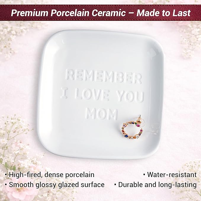 TOPIO Ceramic Jewelry Dish Tray – Handmade Premium Trinket Dish for Rings, Earrings & Necklaces – Decorative Jewelry Holder for Vanity, Nightstand, Gift for Mom, Friends, Her