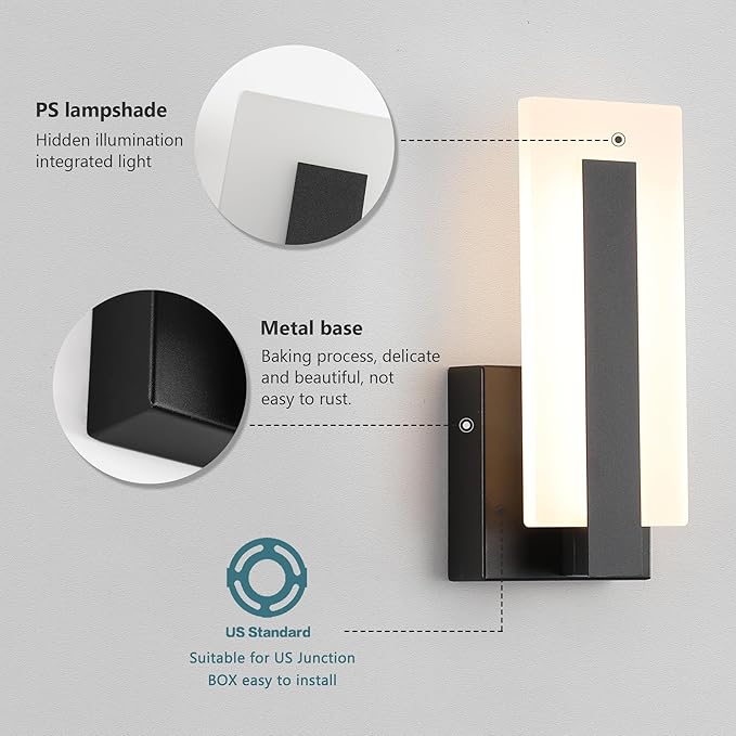 Modern Wall Sconces Set of Two, Led Wall Light 7w Dimmable Light Hardwired Acrylic Wall Light Lighting, Suitable for Living Room Corridor Bedside (Warm White 3000K 2Pack)