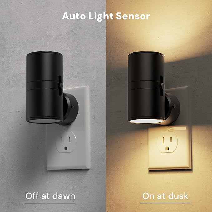 L LOHAS LED Night Light, Night Lights Plug into Wall with 5 Colors, Dusk to Dawn Sensor, 330° Rotating LED Nightlight Plug In for Kids, Dimmable Night Light for Hallway Bedroom Bathroom Adults, 2 Pack