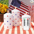 Patriotic Red White and Blue Star Candles, Real Wax 4th of July Led Candles, Flickering Flameless Candles with Remote, Memorial Day Flameless Pillar Candles for Patriotic Holiday Decor