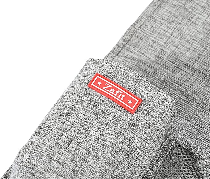 Linen 5 Pockets Bedside Caddy, Bedside Storage Organizer with Water Bottle Holder for Magazine, Remotes, Phone (Grey)