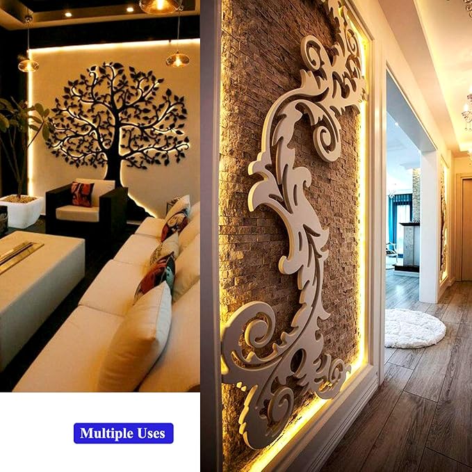 16.4ft Warm Led Strip Lights, 12V Indoor Led Strip Lights Flexible Light Strip Indoor in Cuttable Dimmable for Bedroom, Cabinet Kitchen, TV, Hallway, Bathroom