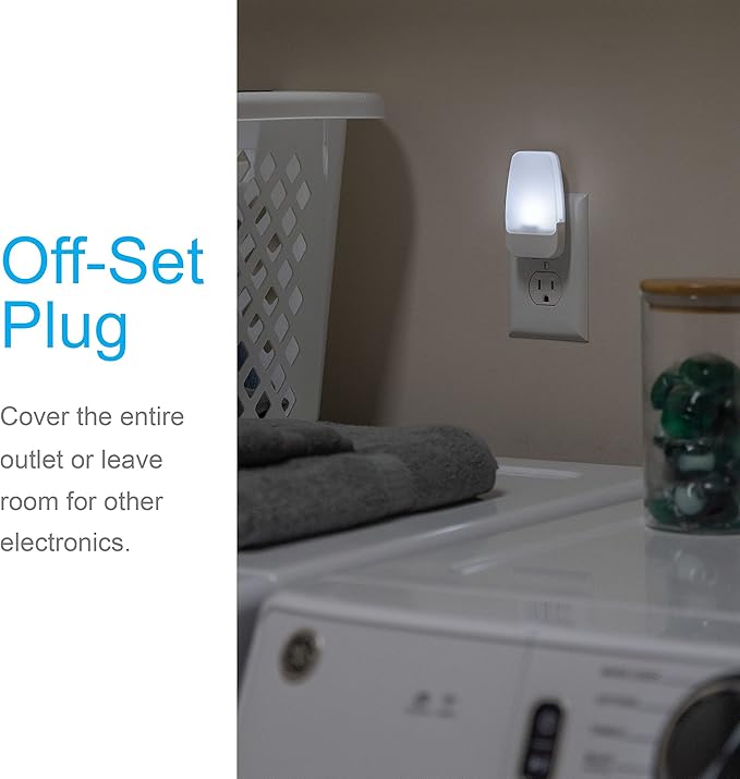 GE LED Night Lights Plug Into Wall, Dusk to Dawn Sensor, Ambient Lighting, Dorm Room Essentials, Bathroom Decor, Smart Home, for Bedroom, Cool White, 55991, 2 Pack