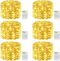LitHome 6 Pack Warm White Fairy Lights Battery Operated, 20 FT 60 LED Twinkle Lights Battery Operated 2 Modes, Waterproof Led Fairy String Light for Indoor Outdoor Christmas Wedding Bedroom Decor