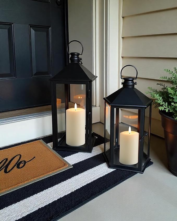 3"x5" Flickering Flameless Candles with Remote Timer, Real Wax, Ivory Pillar Candles, Set of 3 Large LED Battery Operated Candles for Home, Fireplace, Centerpiece, Rustic and Farmhouse Decor