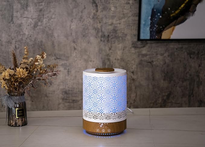 BlueHills Premium Set of Three Large 2500 ML, 2000 ML, and 3000 ML XL Essential Oil Diffusers Humidifier Combo for Large Room Home with Décor LED Lights Great Gift – Wood Grain and Dark Wood Grain