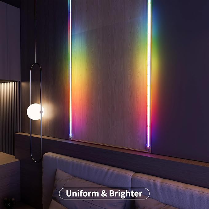 MIWISE RGB Smart IC COB LED Strip Light,20ft Color Chasing Flexible LED Tape Light,WS2811 Addressable RGB Strip with APP Control/Music Mode,Work with Alexa/Google,for Party/Home DIY Lighting Projects