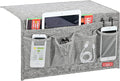 Linen 6 Pockets Bedside Caddy, Bedside Storage Organizer for Magazine, Remotes, Phone (Grey)