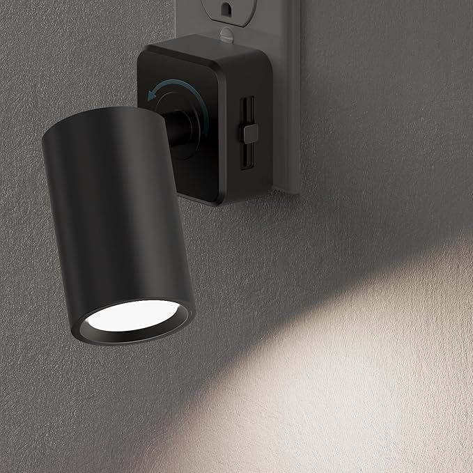 Briignite Night Lights Plug into Wall, 320° Rotating Night Light Plug in, Dusk to Dawn Sensor Dimmable Nightlight, Daylight White, 1W Led Night Light for Bedroom, Spot Light, Kids Room, Stair