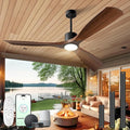 Ceiling Fans with Lights, Ceiling Fans with Lights and Remote, 60 inch Modern Smart Ceiling Fan with Light, Outdoor Ceiling Fans for Patios 3 Blade Bedroom Living Room Porch(Dark Walnut)