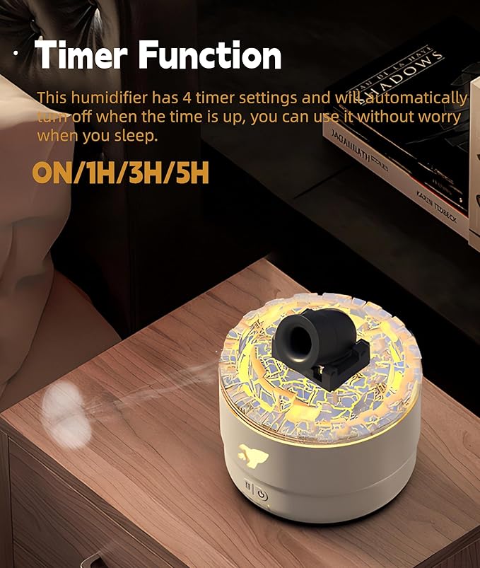 Aromatherapy Diffuser Humidifiers, Volcano Turret Creative Smoke Rings Humidifiers with Color LED Light, Ultra Quiet Cool Mist Essential Oil Diffuser for Bedroom Home Office